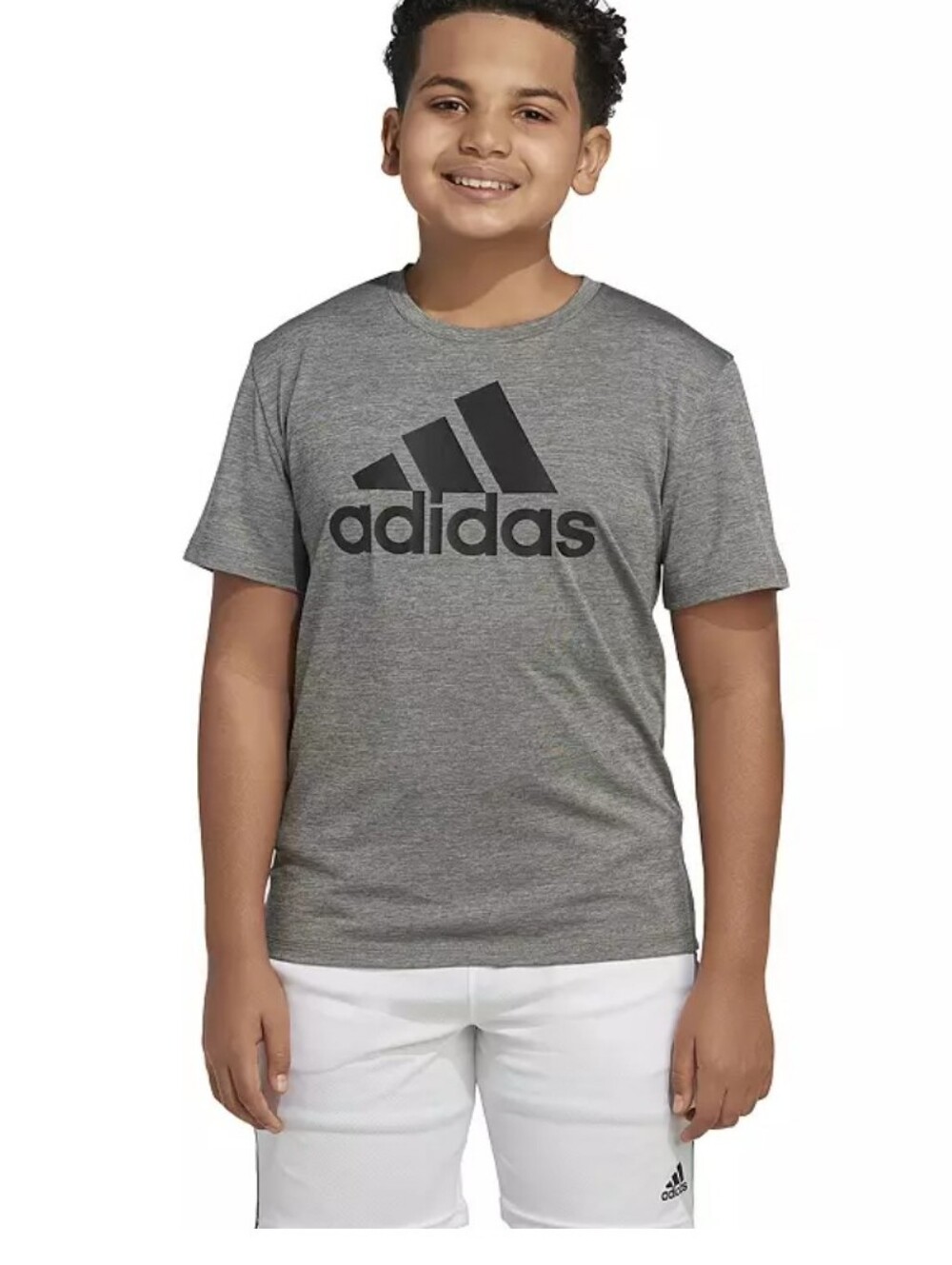 adidas Boys' Gray Logo Graphic Tee